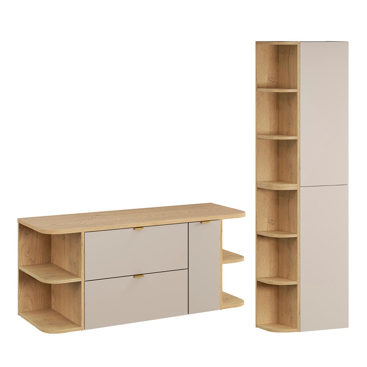 WASCHTISCHUNTERSCHRANK 120.4cm Azel 2er-Set Kaschmir - Beige, Holzwerkstoff (120.4/52/46cm) - Petits-meubles