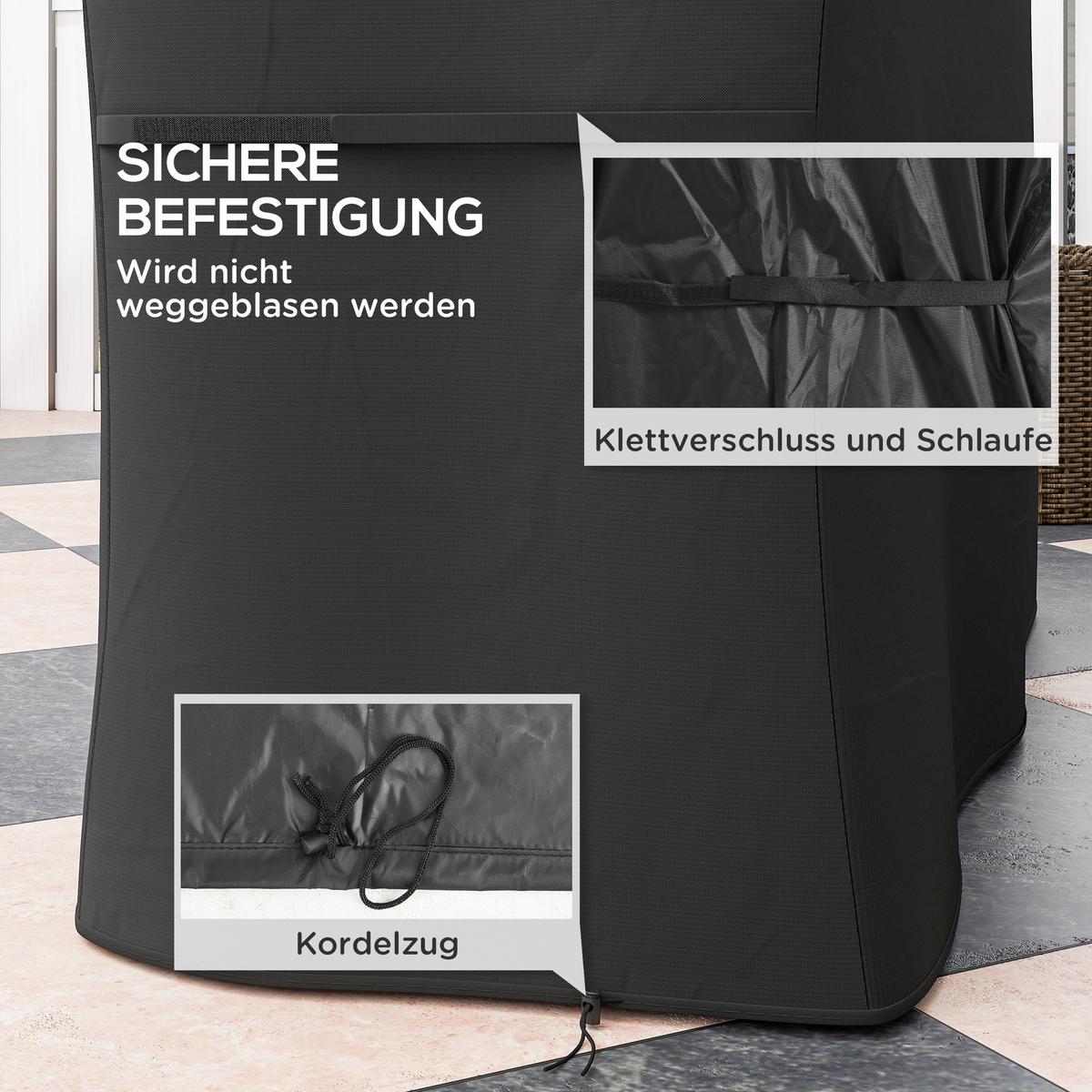 GRILLABDECKUNG Polyester Schwarz - Schwarz, Textil (61/120/147cm) - Outsunny