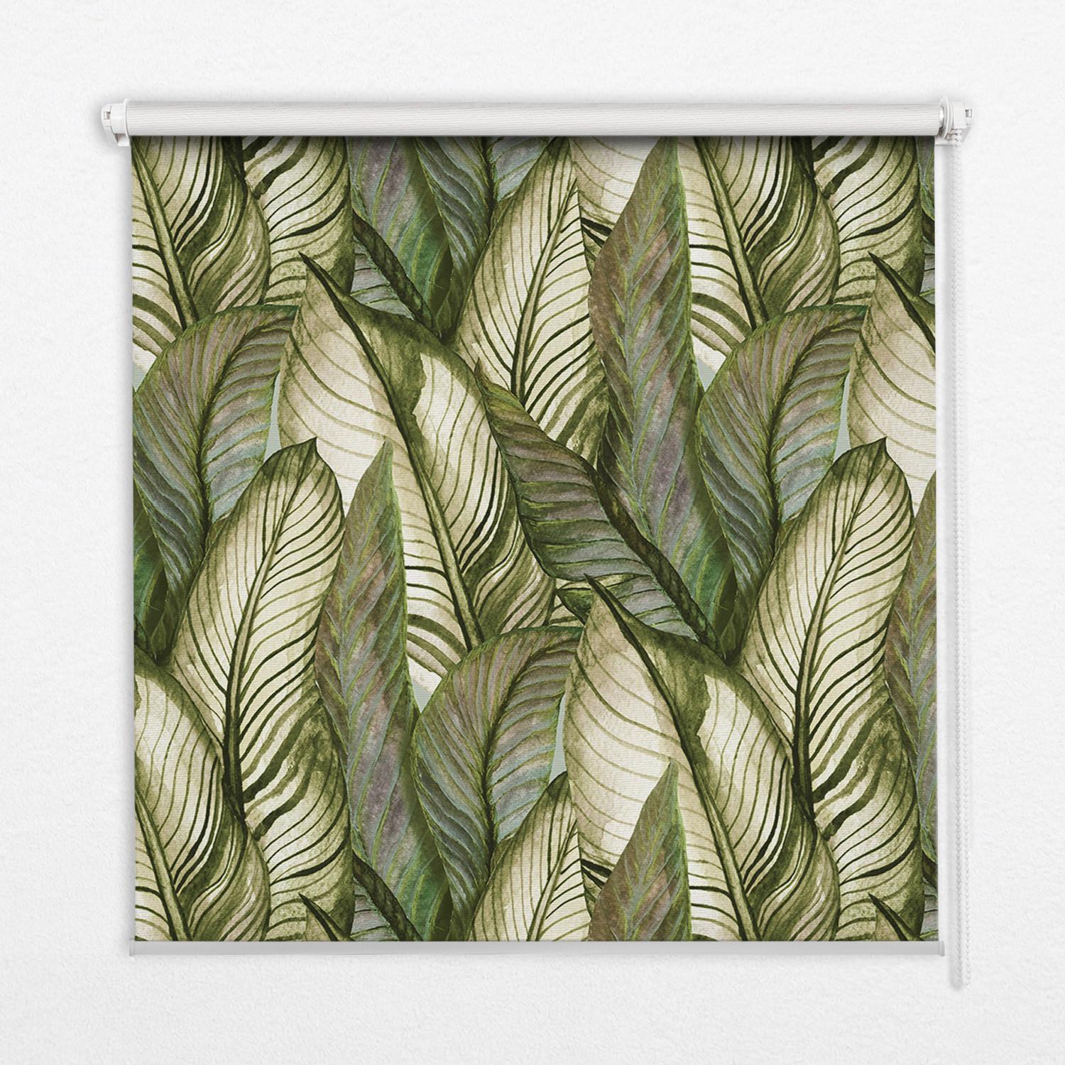 INNENROLLO - Fensterrollo - Rollo - 150x180 cm - Blätter - Grün, Kunststoff (150/180/0.5cm) - TULUP