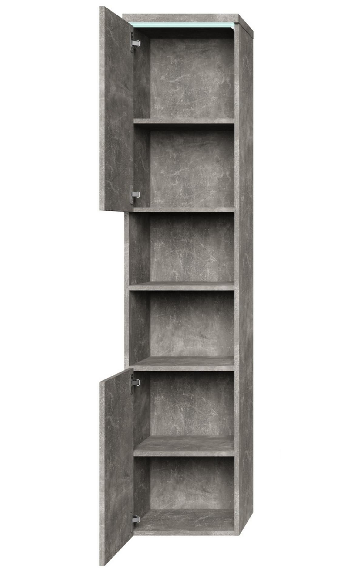 BADEZIMMERSCHRANK Paso mit 2 Türen Beton Grau - 35 x 35 x 160 cm - Grau, Holz (35/160/35cm) - Badplaats