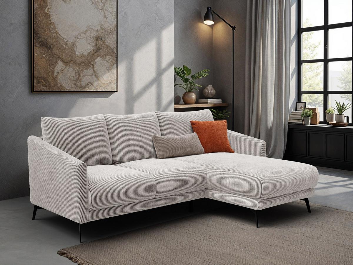 ECKSOFA VILT 3-Sitzer, perlweiß - Schwarz/Weiß, Holzwerkstoff/Textil (221/156cm) - Wozimo