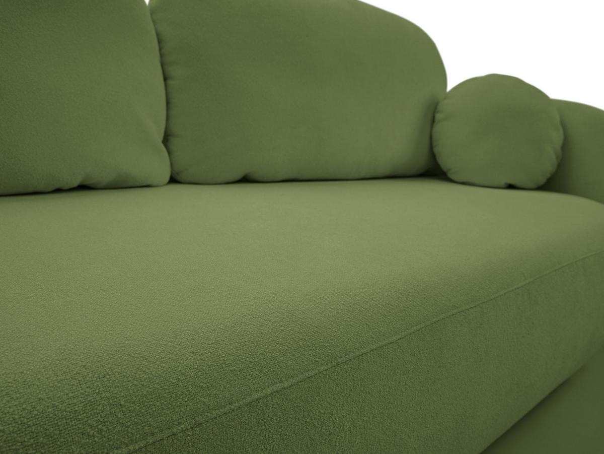 BETTSOFA AMICO Grün Bucle-Stoff mit Schlaffunktion - Grün, Holz (238/86.5/101cm) - MASSENO
