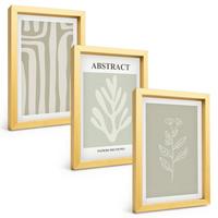 BILDER SET 3er Set - 20x30 cm Goldrahmen - Abstrakte Pflanzenmuster - Goldfarben, Kunststoff (20/30cm) - TULUP