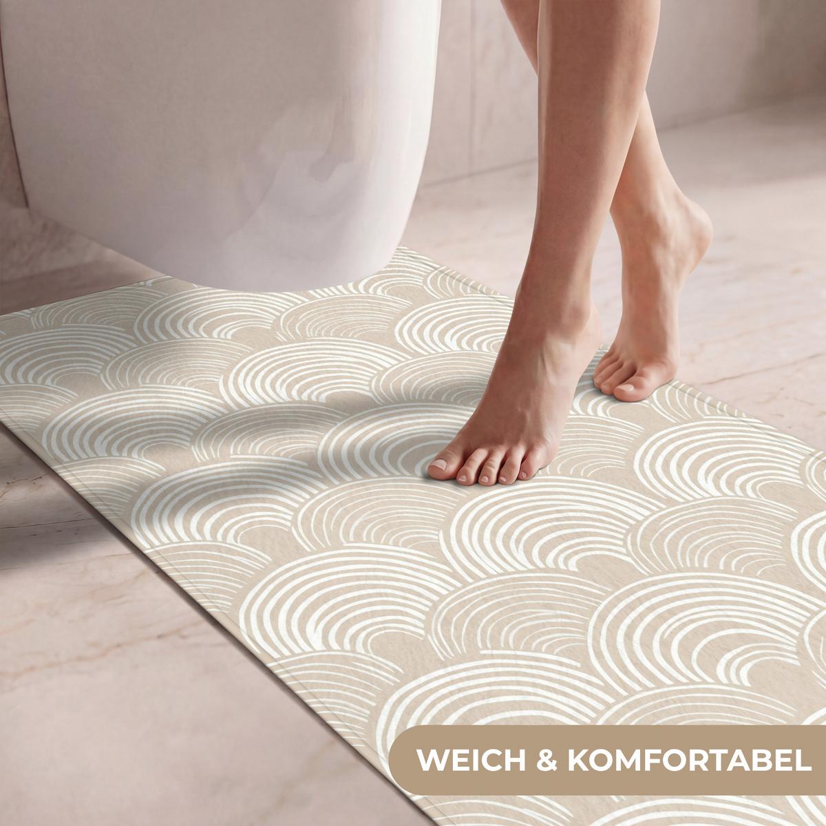 WC-VORLEGER Wellen - Textur - Beige Toilettenvorleger 60x120 cm - Kaschmir, Textil (60/1cm) - OnlyWow