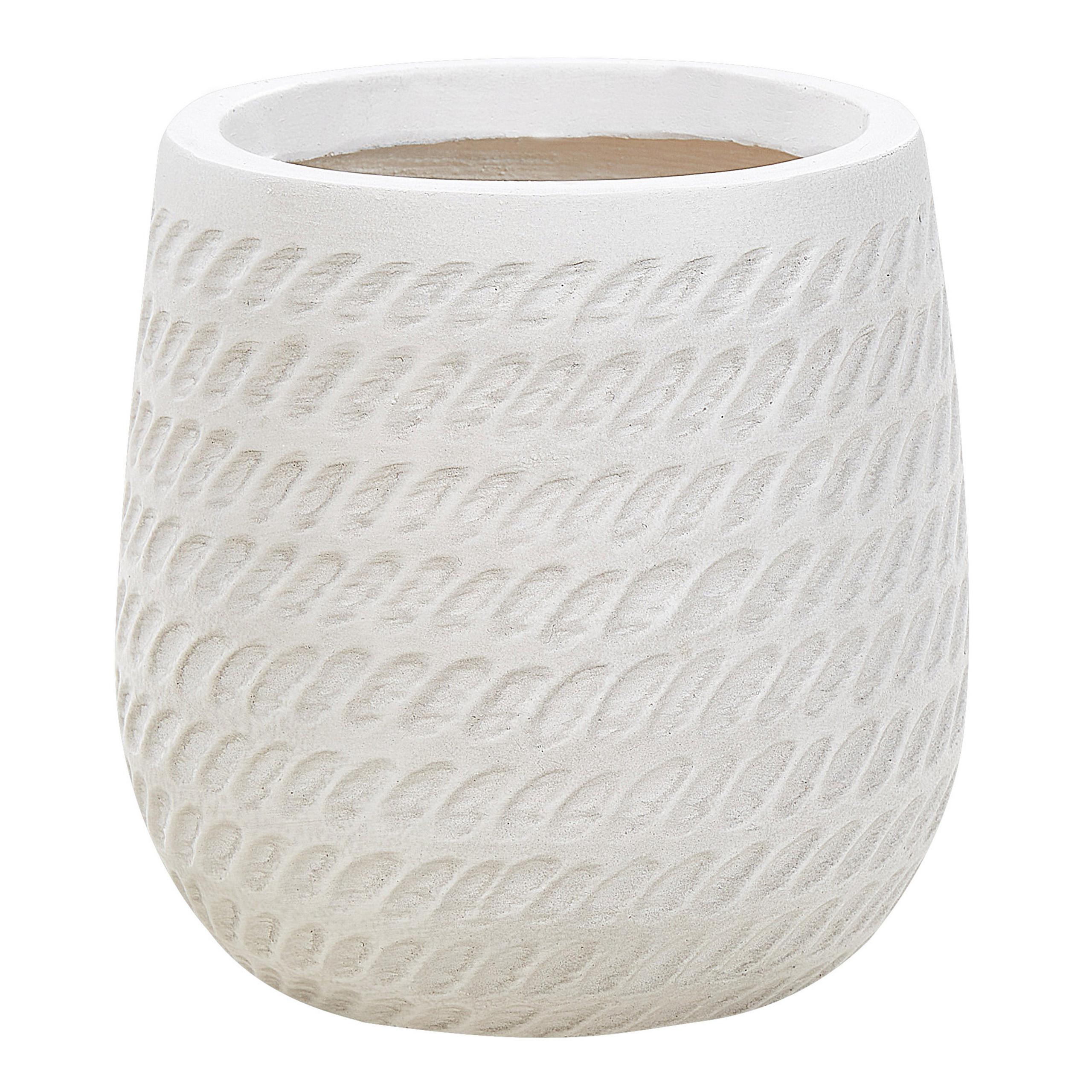 BLUMENTOPF cremeweiß rund 19/19/22 cm Livadia - Weiß, Naturmaterialien (22cm) - Beliani