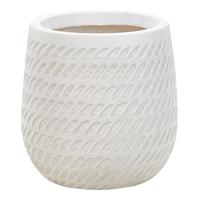 BLUMENTOPF cremeweiß rund 19/19/22 cm Livadia - Weiß, Naturmaterialien (22cm) - Beliani