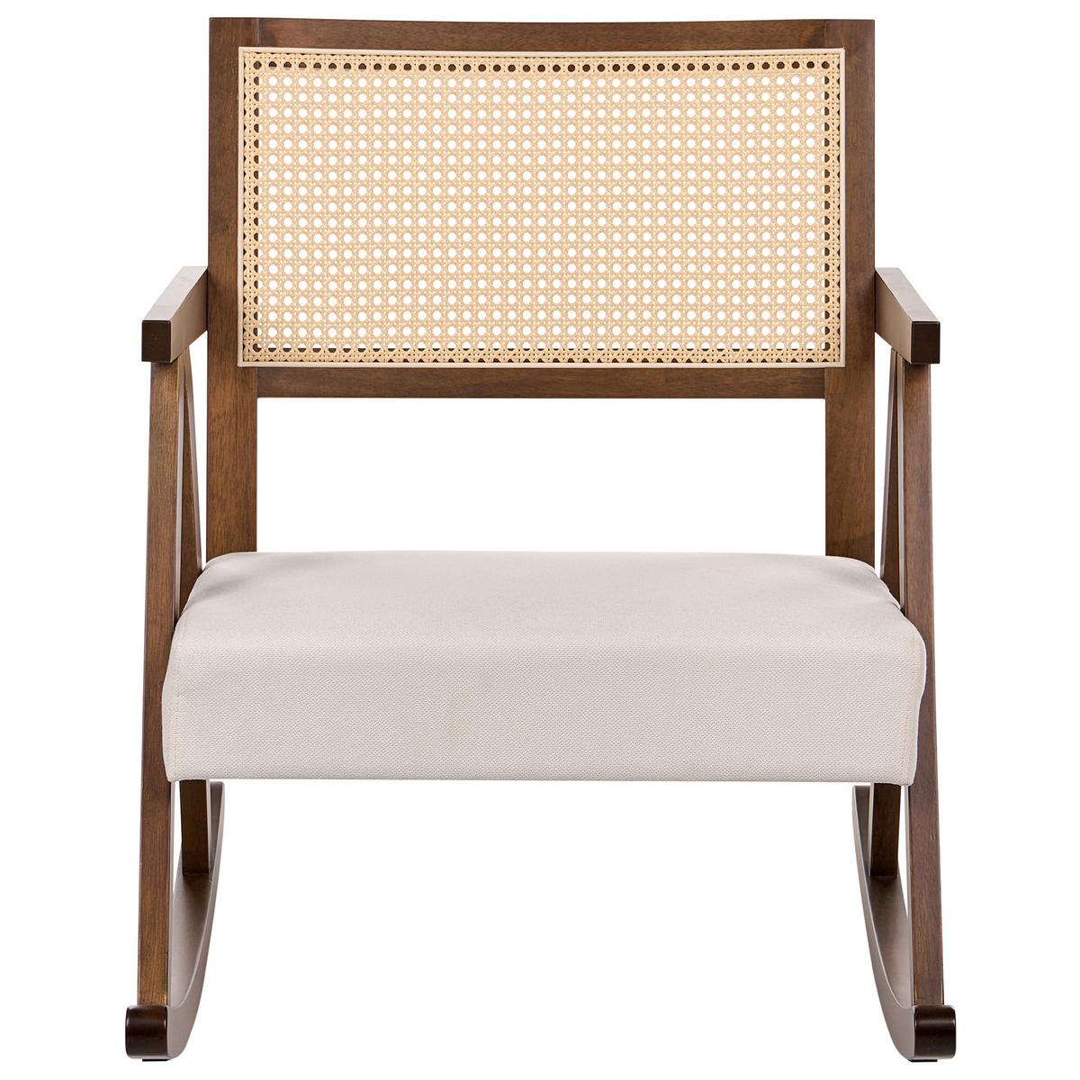 SCHAUKELSESSEL Holz Braun/Hellbeige Rya - Beige/Braun, Textil (65/79/78cm) - Beliani