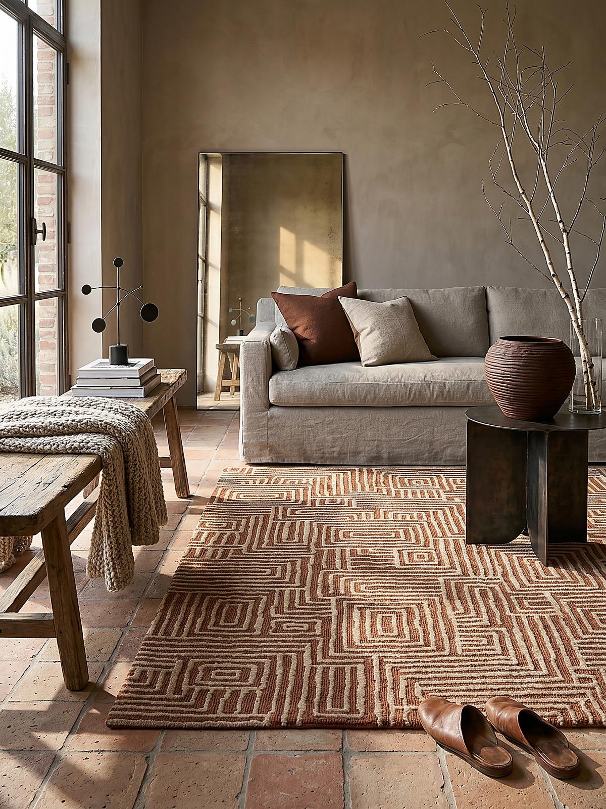 TEPPICH ARLEN, geometrisch, Terrakotta, 120 x 170 cm - Orange, Textil (170/120cm) - KADIMA DESIGN
