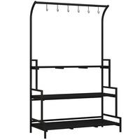 PFLANZENSTÄNDER, Pflanzentreppe, 3 Ebenen, mit 6 Haken, für Garten, Stahl, Schwarz - Schwarz, Metall (50/170/110cm) - Outsunny