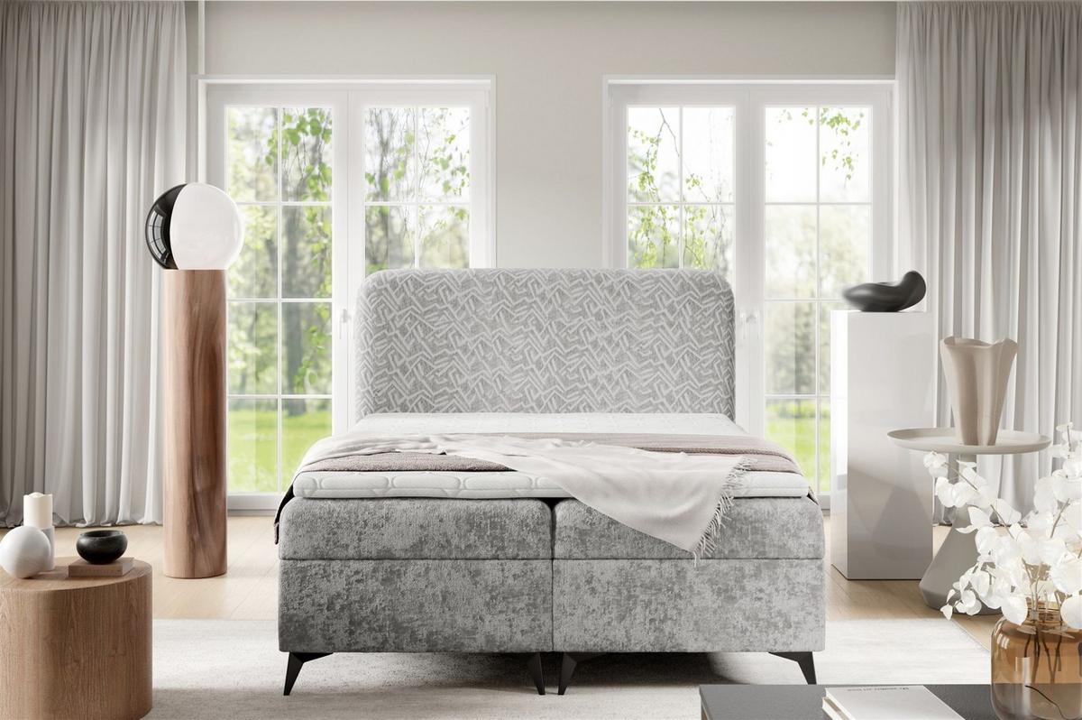 BOXBETT Triana - Hellgrau, Holzwerkstoff/Textil (160/200cm) - Fun Möbel