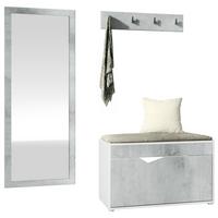 GARDEROBE Hanko Beton Oxid Optik - Hellgrau, Holzwerkstoff (160/190/33cm) - Vladon