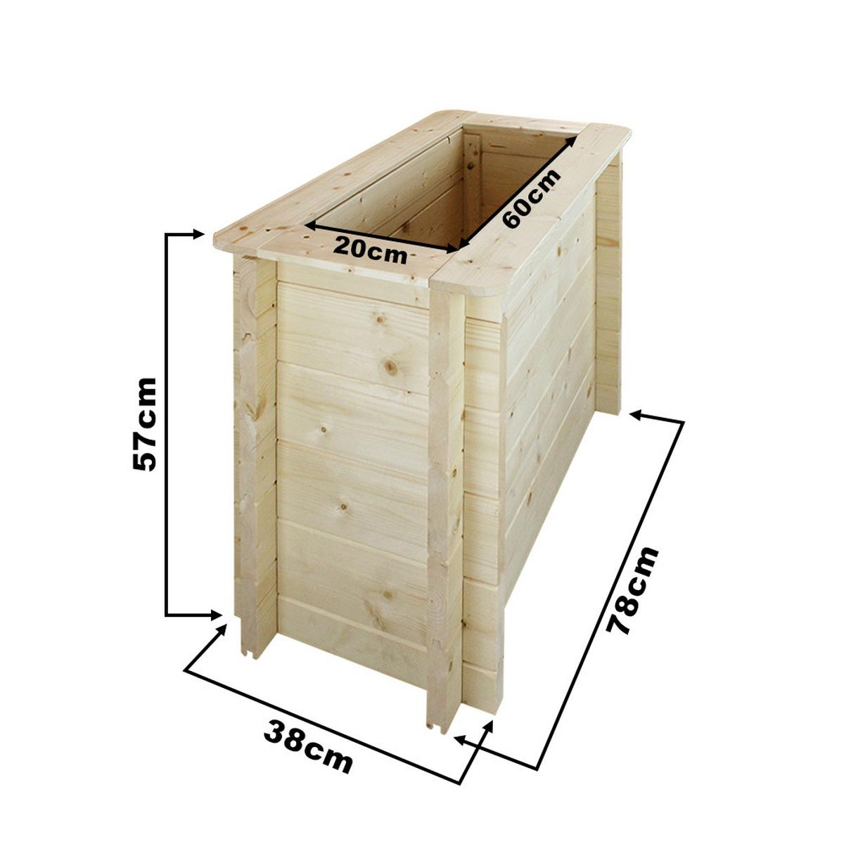 HOCHBEET HOLZ - 78x38xH57 cm - M612 - Beige, Holz (38/57/78cm) - Timbela