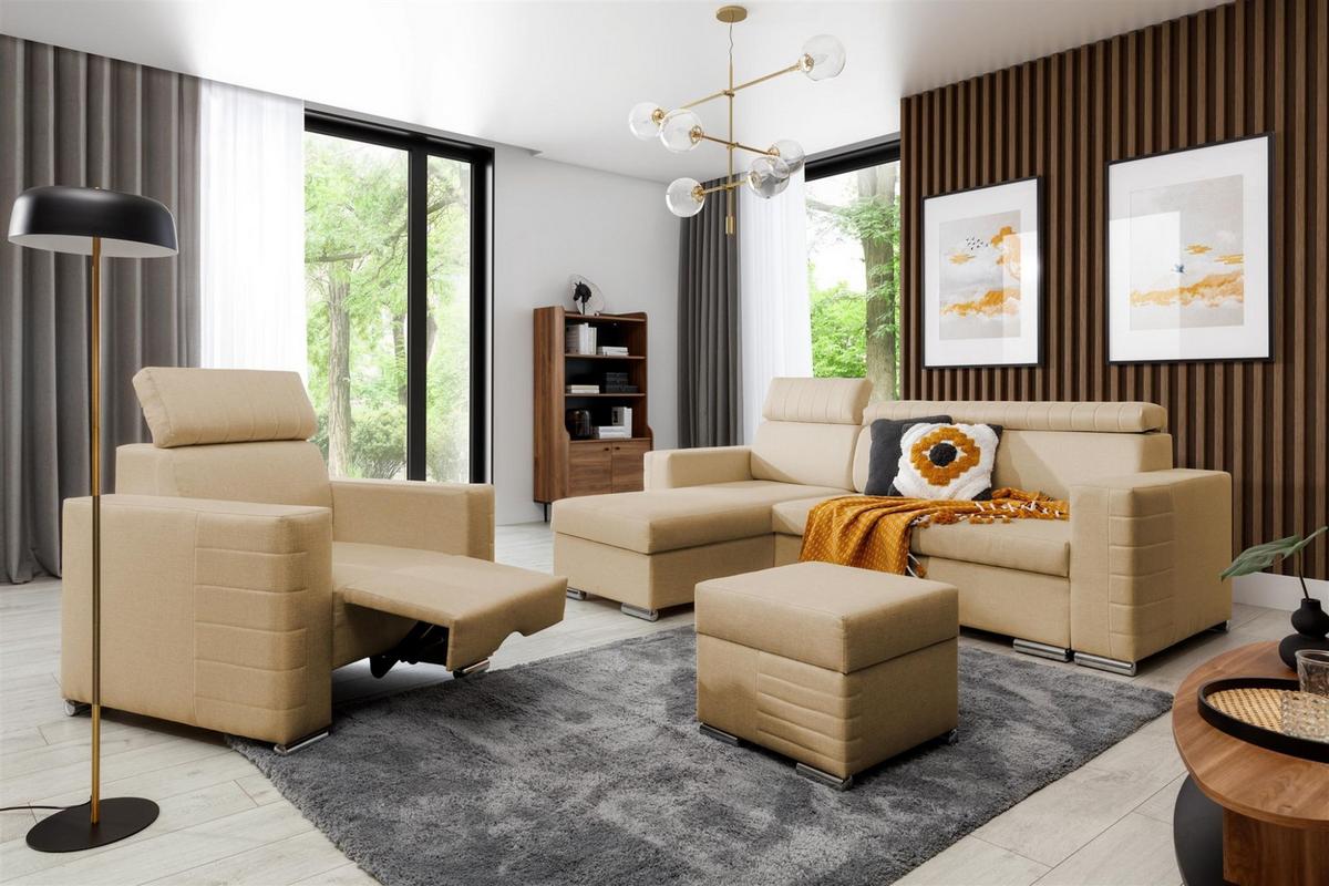 ECKSOFA Canton In Liverpool - Beige, Holzwerkstoff/Textil (260/173cm) - Fun Möbel