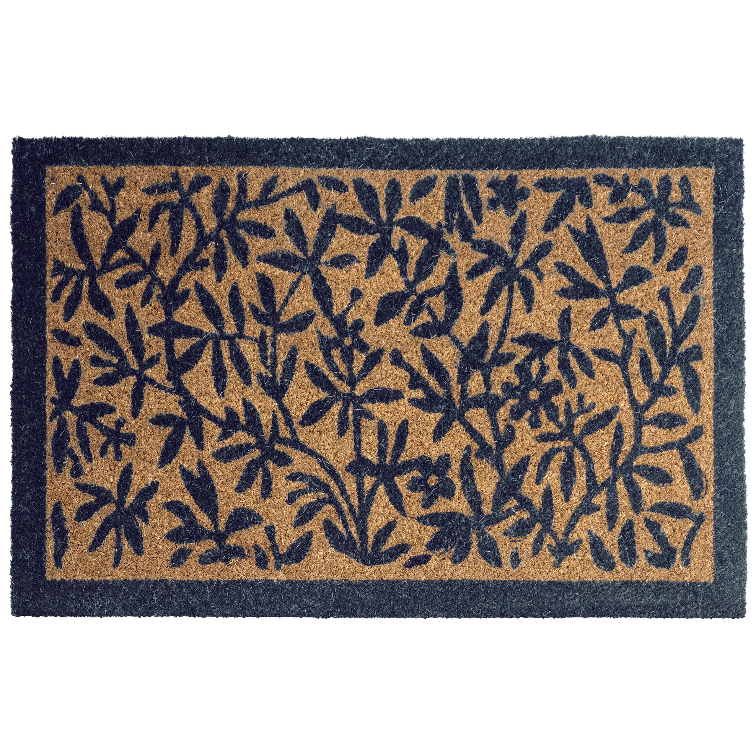FUSSMATTE Naturfarben 40/60 cm Blatt Kokosfasern Nunivak - Hellblau, Textil (40/60cm) - Beliani