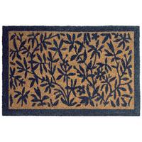 FUSSMATTE Naturfarben 40/60 cm Blatt Kokosfasern Nunivak - Hellblau, Textil (40/60cm) - Beliani