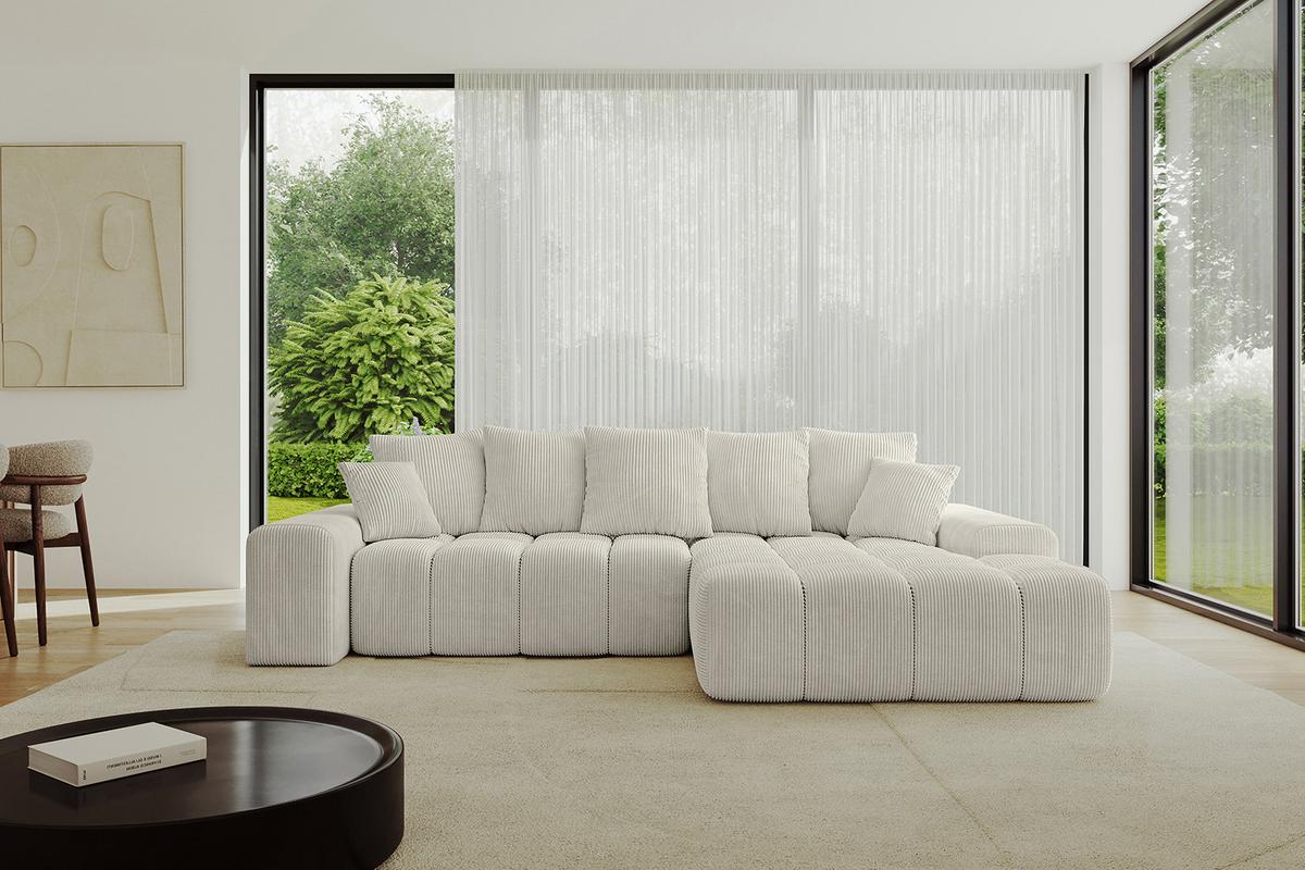 ECKSOFA Ottomane Rechts ENSI-L - 267x164x69 cm Creme - Ecru/Creme, Holzwerkstoff/Kunststoff (164/267cm) - ALTDECOR