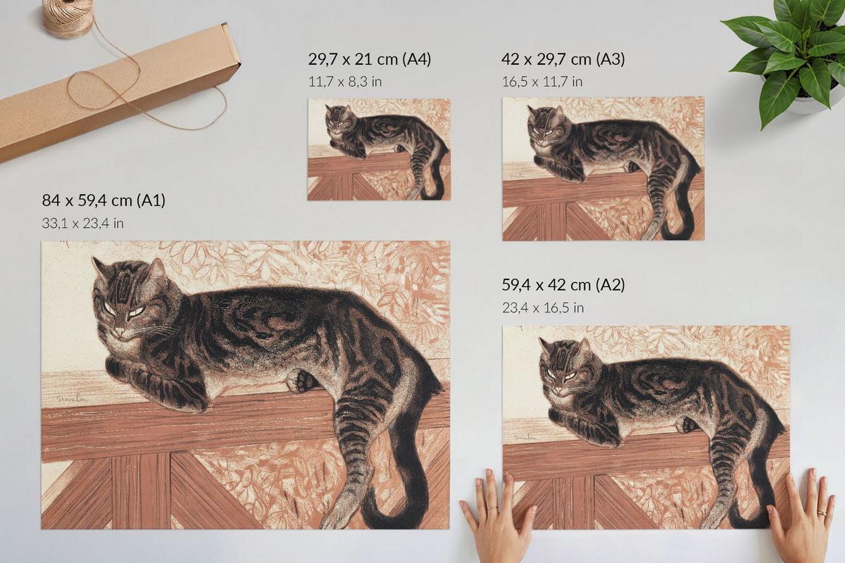 POSTER - 29x21 cm (A4) - Théophile Steinlen - Eine Katze auf dem Geländer - Braun, Textil (29.7/21/0.1cm) - TULUP