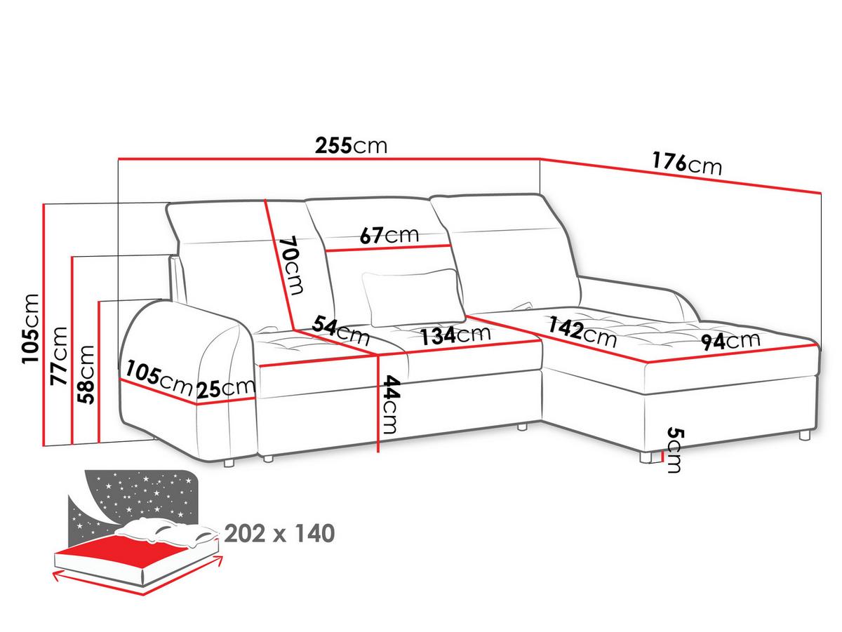 ECKSCHLAFSOFA Soreno, Seite: Links - Hellgrau/Schwarz, Holz/Kunststoff (255/176cm) - MIRJAN24