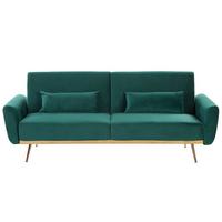 3-SITZER-SCHLAFSOFA Samtstoff Grün Eina - Hellgrün, Textil (210/86/81cm) - Beliani
