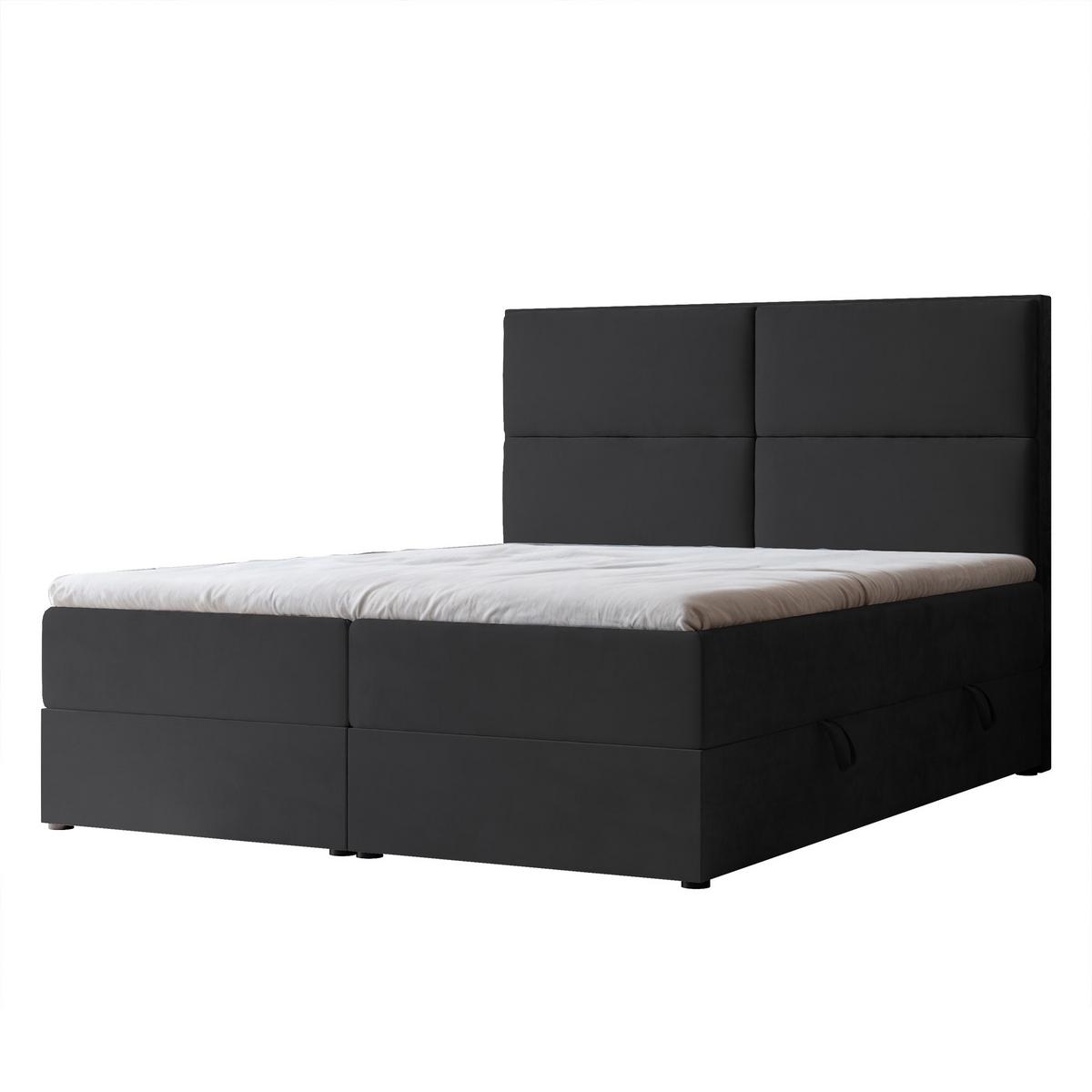 BOXBETT 120x200 cm mit Topper - Dunkelgrau, Holzwerkstoff/Textil (160/200cm) - Idohome