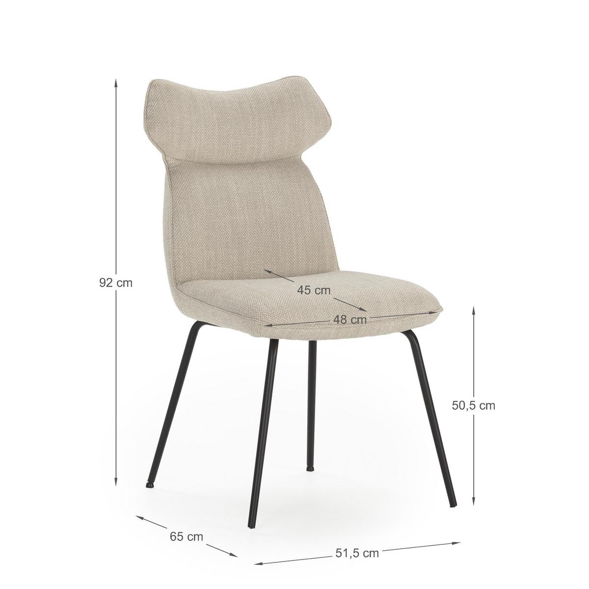ESSZIMMERSTUHL Dara Beige 47/65/51 cm 2er-Set - Beige, Textil (65/51/47cm) - Calicosy