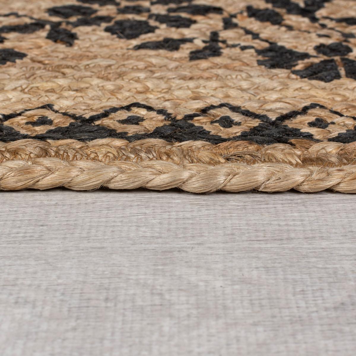 JUTETEPPICH handgewebt NEATH, floral, Braun-Schwarz, 160 x 230 cm - Braun, Naturmaterialien (160/230cm) - KADIMA DESIGN