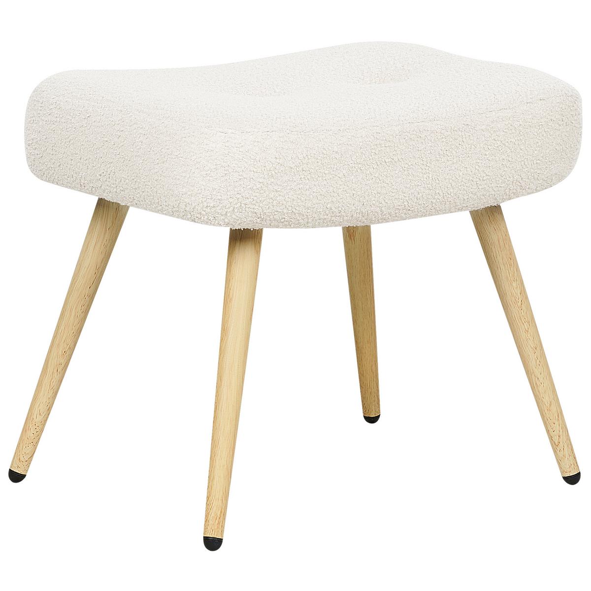 SESSEL Bouclé cremeweiß mit Hocker Vejle - Hellbraun/Weiß, Textil (67/95/52cm) - Beliani