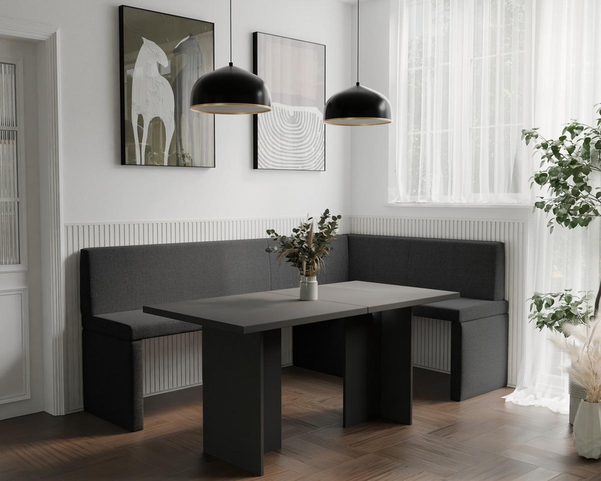 ECKBANK rechts OWEN Webstoff, 128/168 cm Anthrazit - Anthrazit, Holz/Textil (128/168cm) - Idohome
