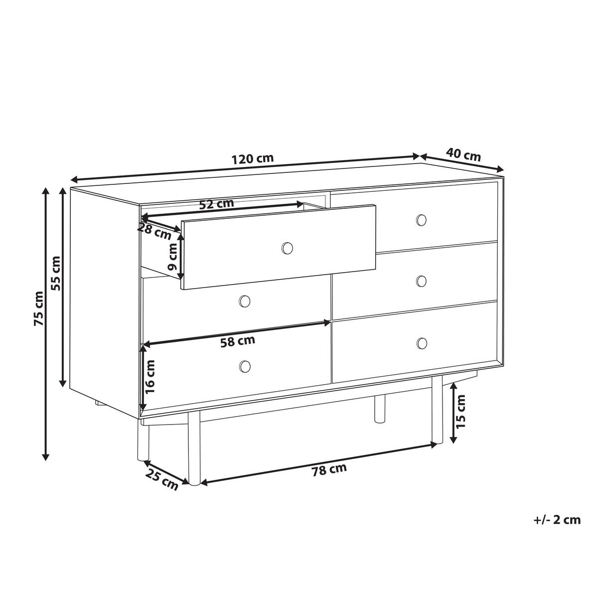 KOMMODE mit 6 Schubladen Schwarz Alcester - Schwarz, Holzwerkstoff (120/75/40cm) - Beliani