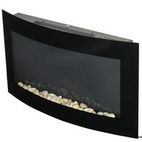 ELEKTROKAMIN Kaminofen Kamin Wandkamin mit Fernbedienung 2 Maße LED Licht - Schwarz, Metall (13.5/48/89.2cm) - HOMCOM