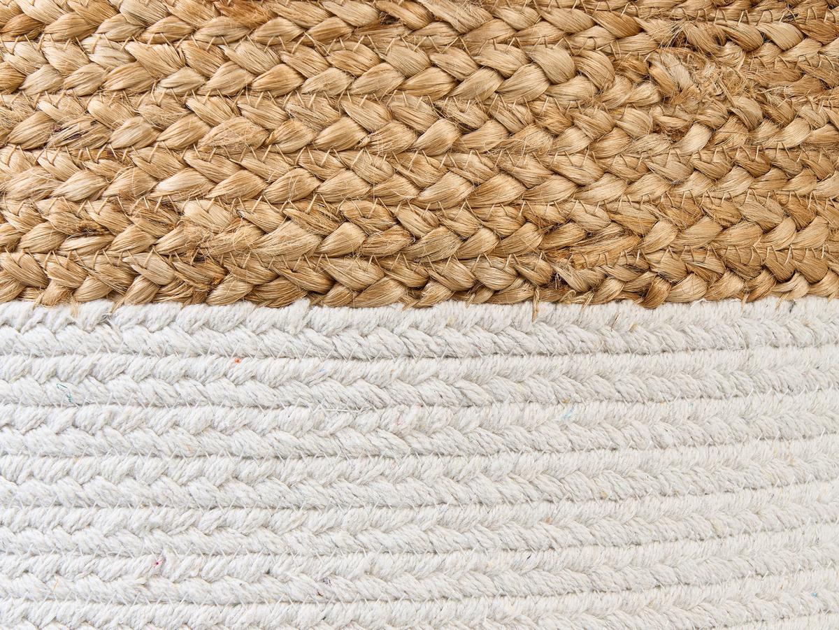 POUF Dalama 46/46/48 cm - Naturfarben/Weiß, Naturmaterialien (46/48/46cm) - Beliani