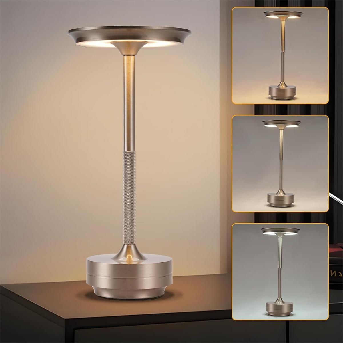 TISCHLEUCHTE Glanzig 12.8/12.8/27 cm - Nickelfarben, Kunststoff/Metall (12.8/12.8/27cm) - ZMH