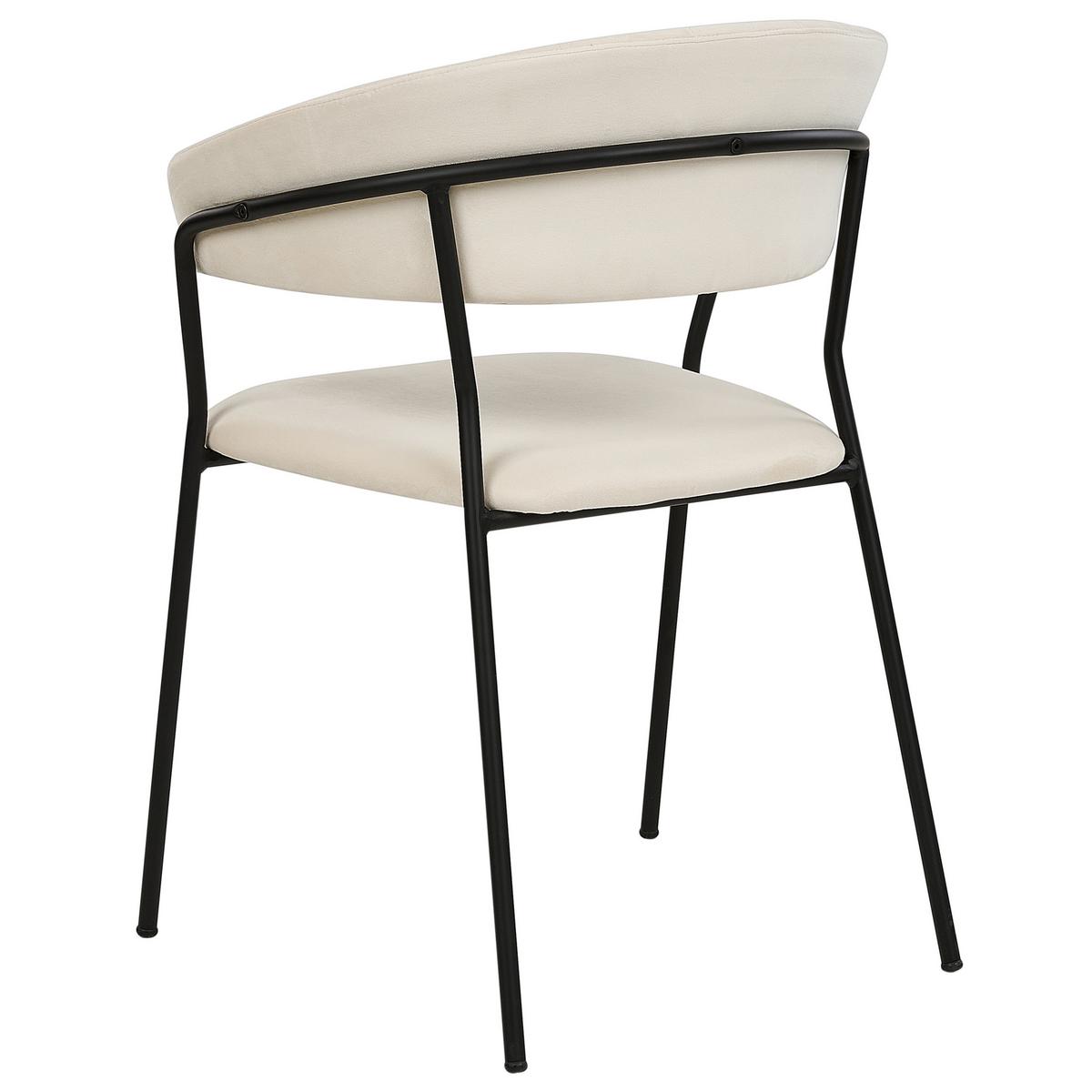ESSZIMMERSTUHL 2er-Set Samtstoff Weiß Mariposa - Weiß, Textil/Metall (55/78/55cm) - Beliani