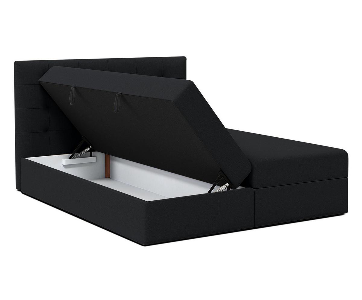 BOXBETT BELINAI 160x200 cm mit Bettkasten und Matratze - Schwarz + TOPPER - Schwarz, Holz/Holzwerkstoff (160/200cm) - AX Living