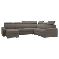 WOHNLANDSCHAFT Oslo 2rR2pLC - Silberfarben/Braun, Holz/Kunststoff (315/85/250cm) - MIRJAN24