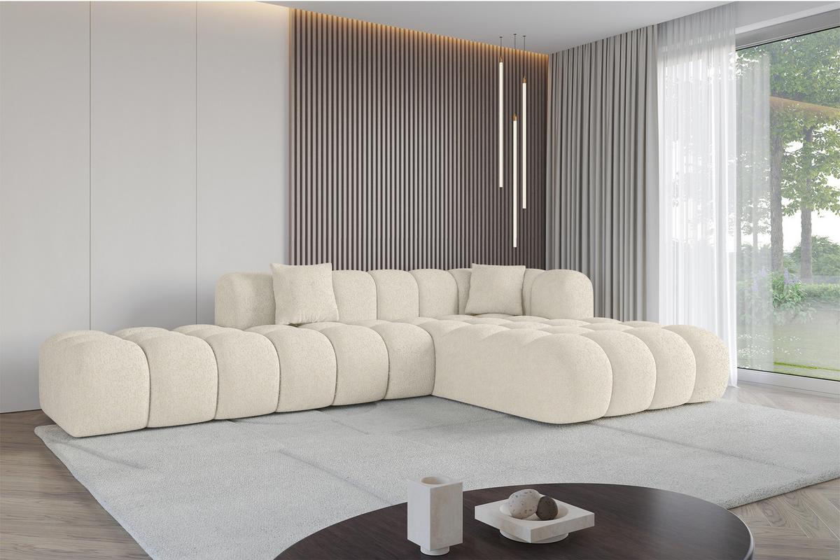 ECKSOFA Ottomane Rechts OLEA-L2 - 289x176x71 cm Creme - Creme/Schwarz, Holzwerkstoff/Kunststoff (289/176cm)
