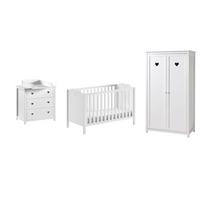 BABYZIMMER SET Kamila 4tlg Weiß Bett Kommode Schrank - Weiß, Holz (57/191/110cm) - 58aufmkessel