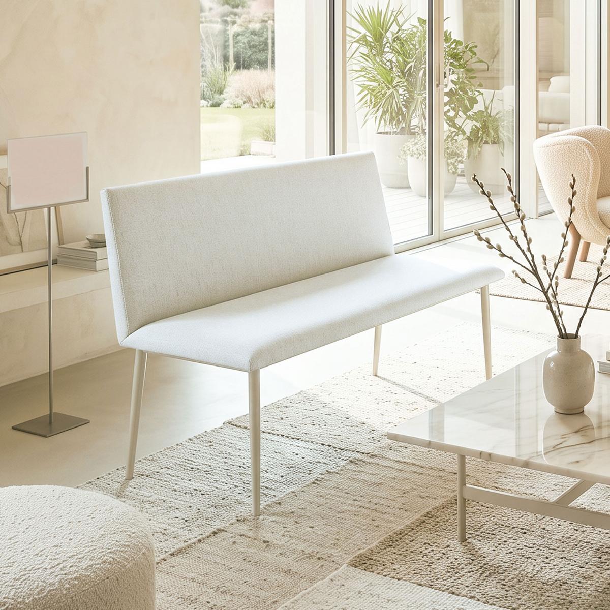 ESSZIMMERSTUHL Stoff in Leinenoptik Beige - Beige, Textil/Metall (61.5/85/120cm) - HOMCOM
