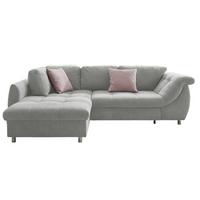 ECKSOFA mit Schlaffunktion, Wellenunterfederung, Ottomane links B250/T190/H84 cm, Liegefl. 179x190 cm, Mikrofaser Grau / 17004 - Chromfarben/Grau, Textil/Metall (250/190cm) - luma-home