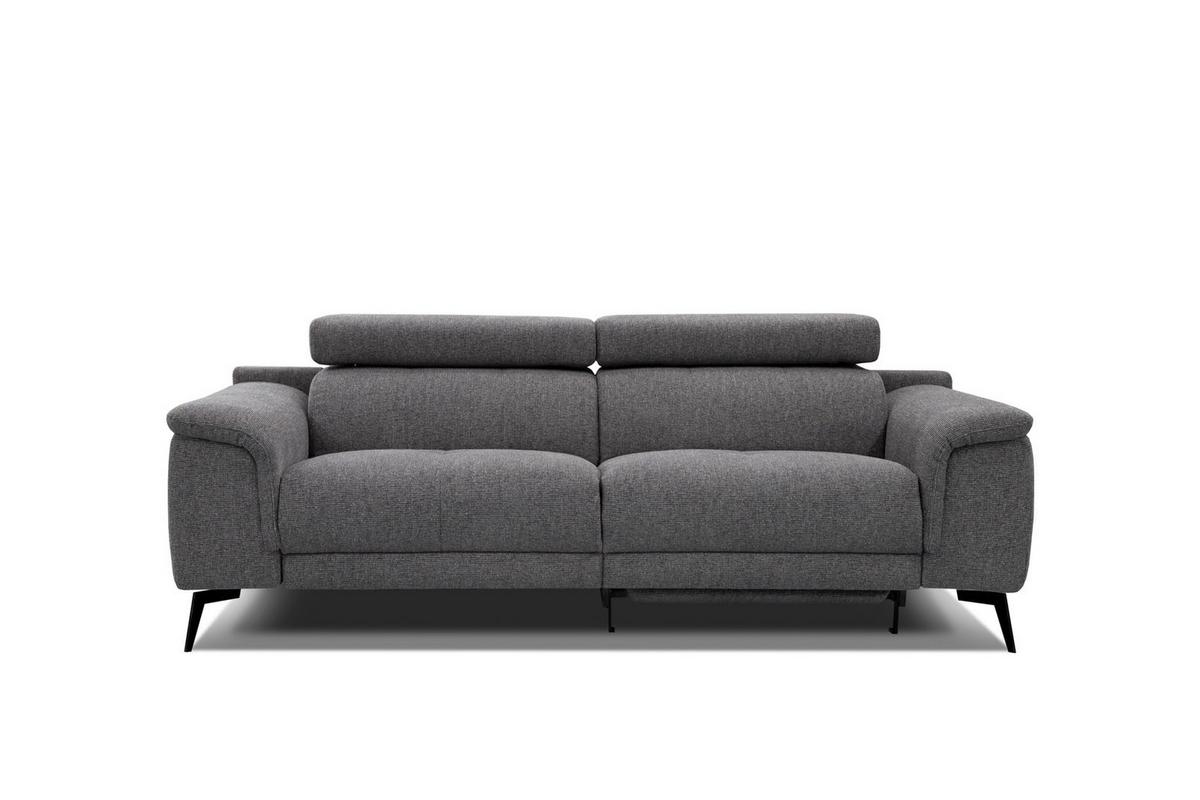 RELAXSOFA FIERO 3-Sitzer mit 1 Relaxfunktion, dunkelgrau - Dunkelgrau/Schwarz, Holzwerkstoff/Textil (212/82/103cm) - Wozimo