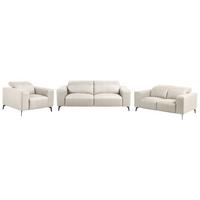 SOFA-SET 6-Sitzer Stoff Hellbeige Ommel - Beige/Schwarz, Textil (210/80/102cm) - Beliani