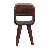 NACHTTISCH Extra Mini Curve Lower, 1 Schublade ,1 Offenes Regal, Braun - Messingfarben/Braun, Mangoholz/Holz (20/40/20cm) - Artisan Furniture
