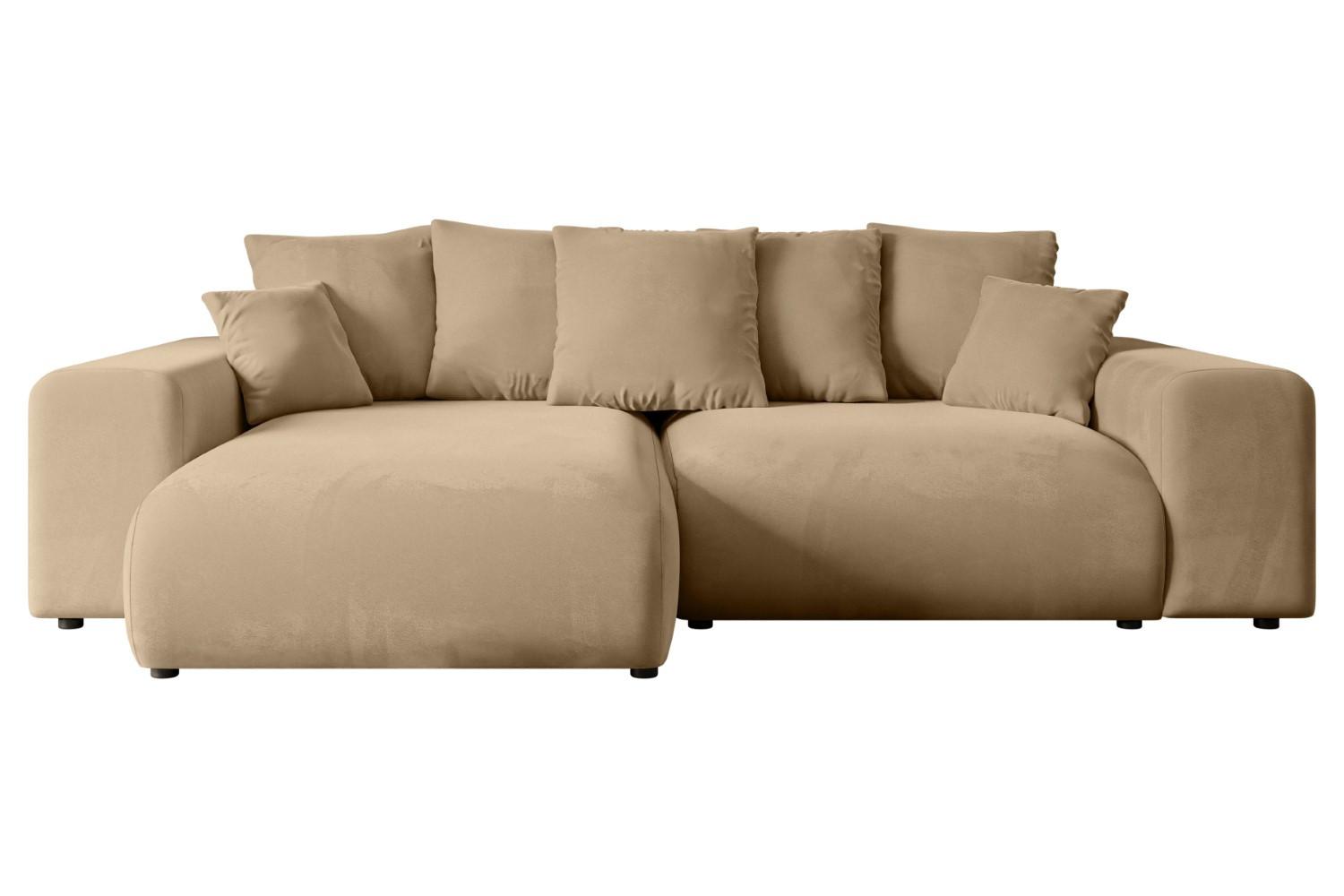 ECKSOFA Ottomane links ESKAR-L 266x176x72 Beige Velours - Beige/Schwarz, Holzwerkstoff/Kunststoff (266/176cm) - ALTDECOR
