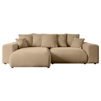 ECKSOFA Ottomane links ESKAR-L 266x176x72 Beige Velours - Beige/Schwarz, Holzwerkstoff/Kunststoff (266/176cm) - ALTDECOR