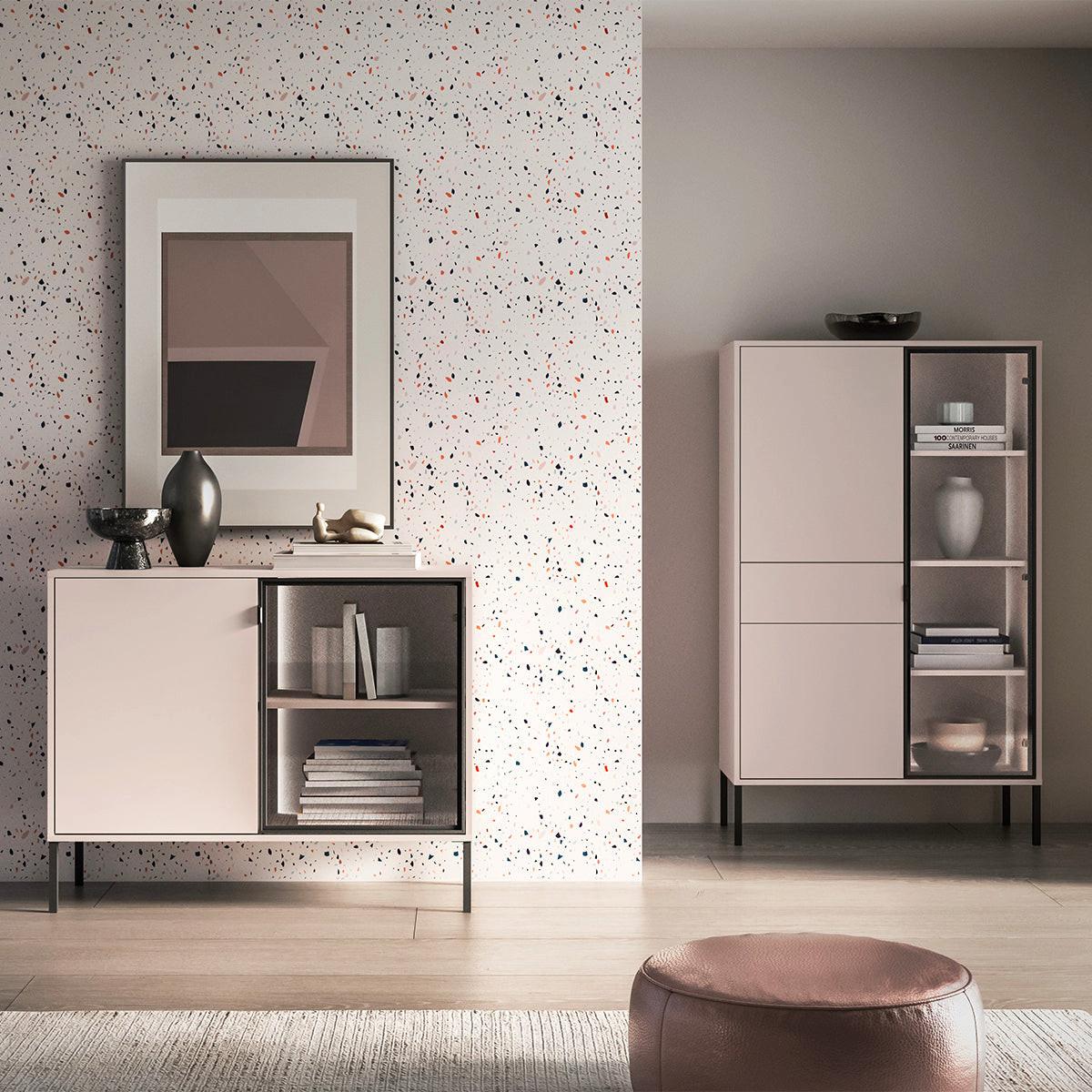 SIDEBOARD Paige Kaschmir und Schwarz - Kaschmir, Holzwerkstoff (107/86/40cm) - Petits-meubles