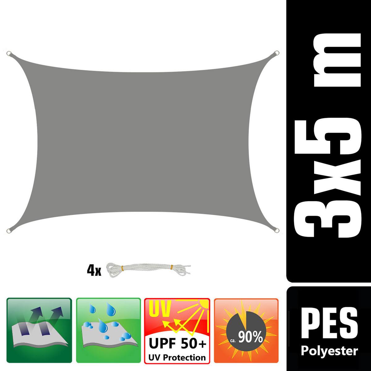 SONNENSEGEL 300/500 cm grau, rechteckig - Grau, Kunststoff (300/500cm) - Amanka