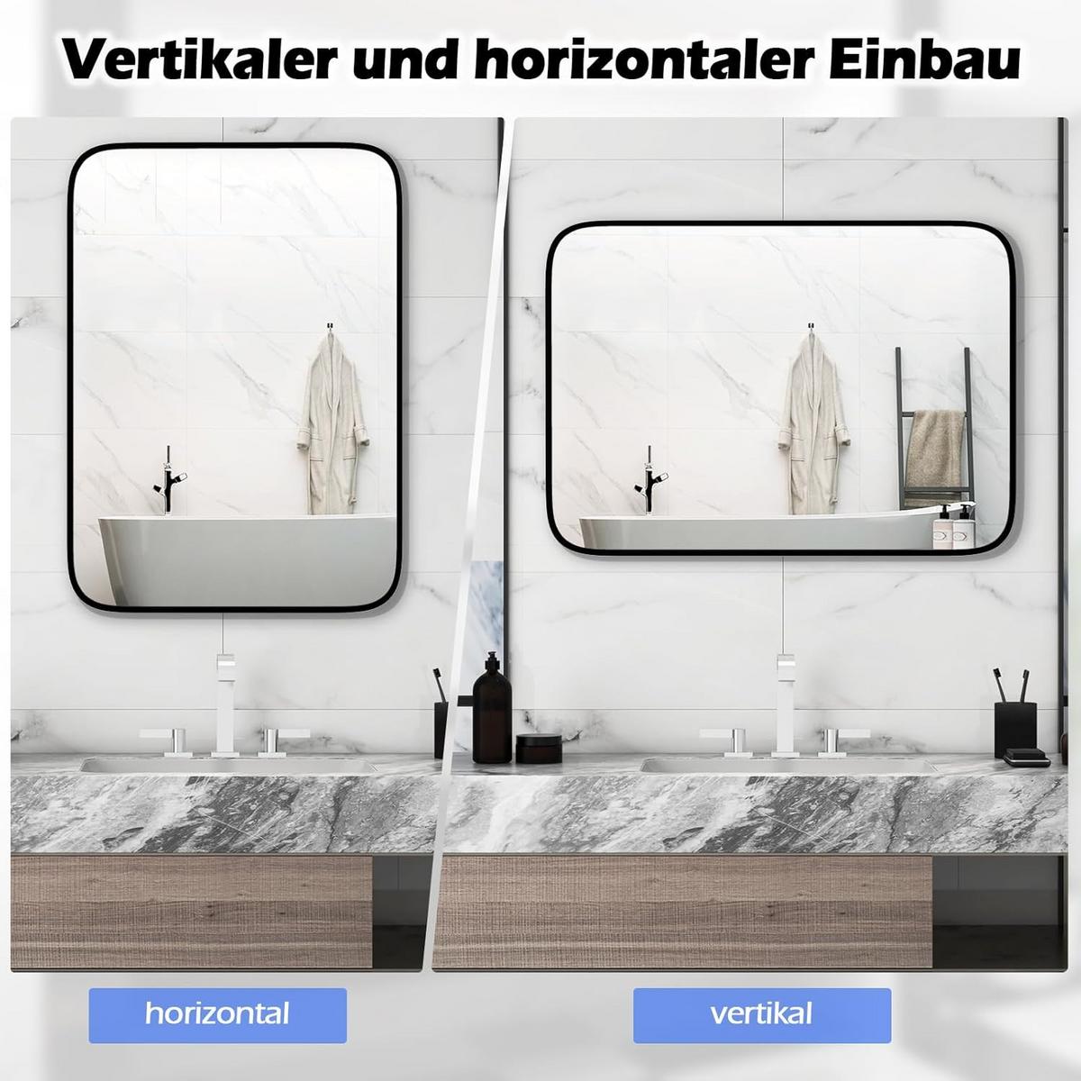 WANDSPIEGEL rechteckig schwarz - Schwarz, Glas (70/2/50cm) - COSTWAY