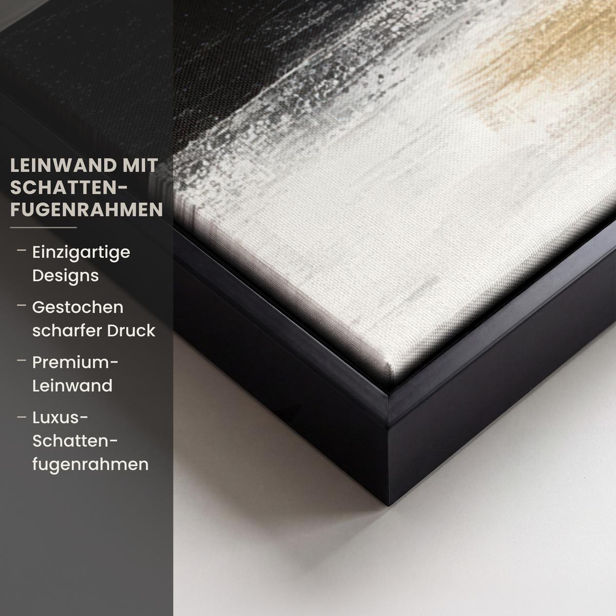 LEINWAND Bilder mit Rahmen - Abstrakt - Gold - Silber - Formen - Ästhetik - 100x70 - Multicolor, Textil (100/70cm) - MuchoWow