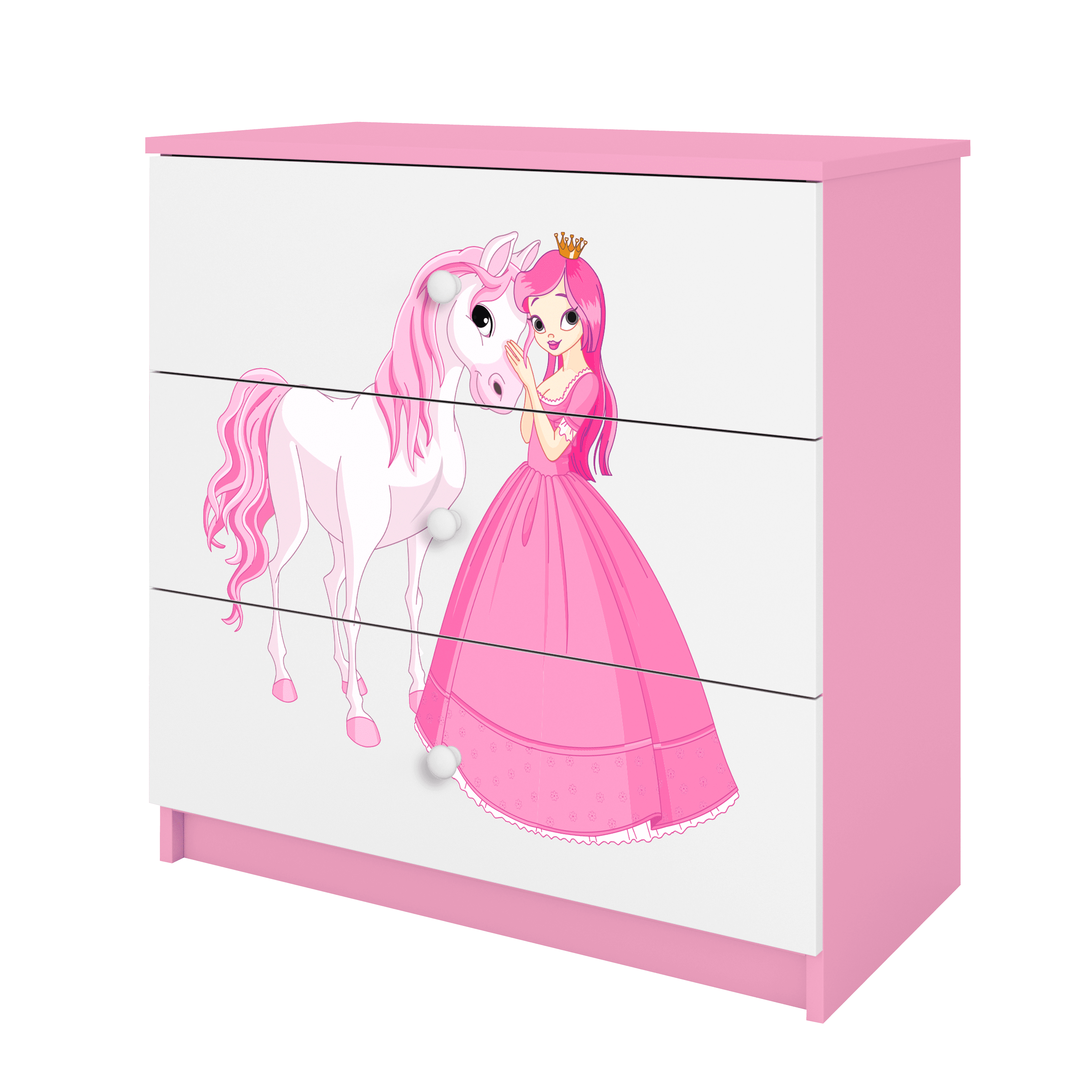 KOMMODE Babydreams Prinzessin Pferd 81/81/41 - Rosa, Holzwerkstoff (81/81/41cm) - RAUMHIRSCH FURNITURE