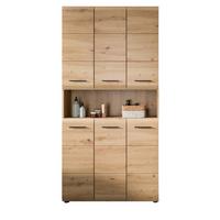 HOCHSCHRANK Eiche Artisan, Badschrank Mehrzweckschrank 6-türig 90 x 185 cm - Schwarz/Eiche Artisan, Holzwerkstoff/Kunststoff (90/185/30cm) - Inn.Furn